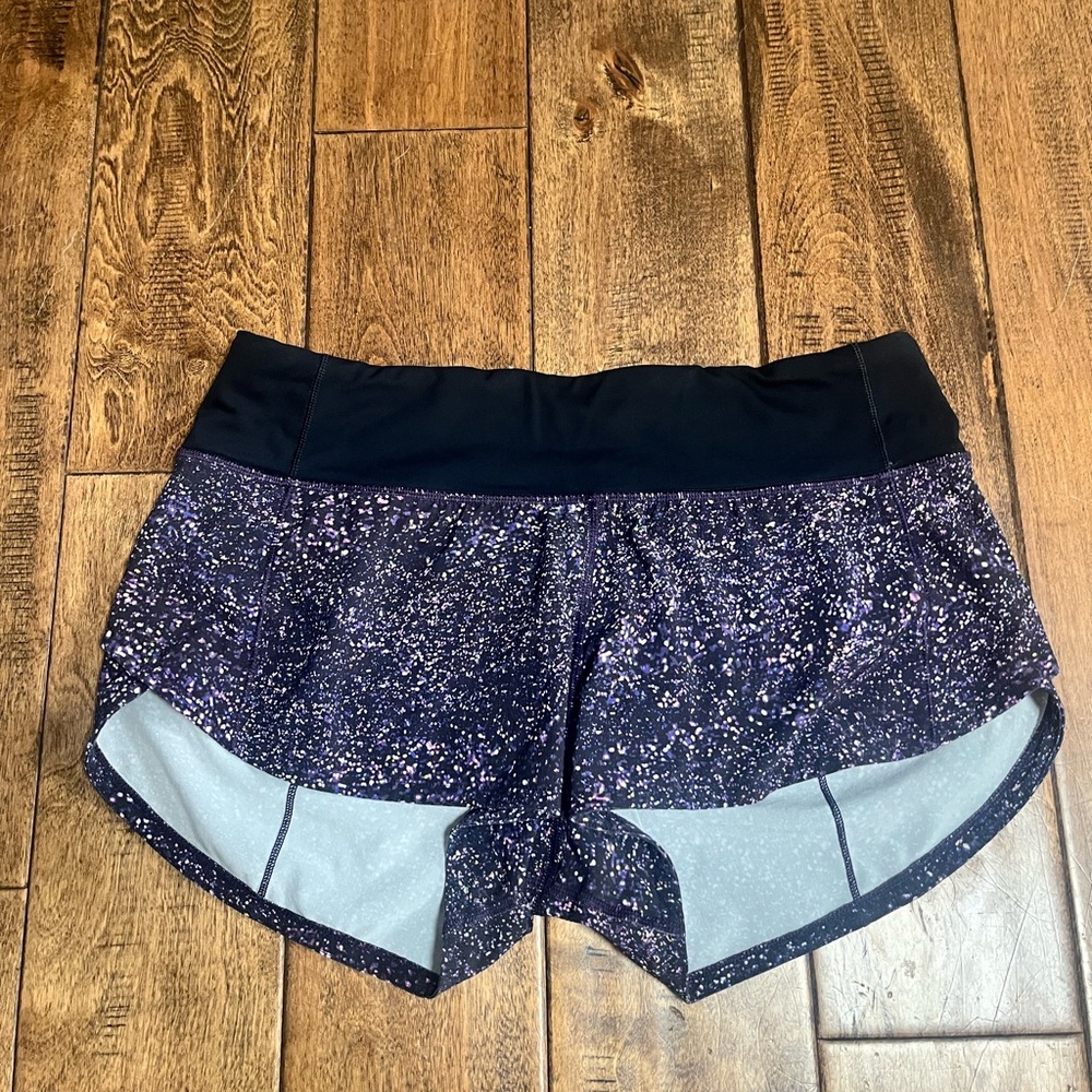 Lululemon Black and Purple Speckled Athletic Shorts